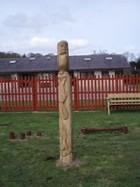 Carved Oak Totem Pole